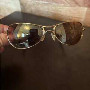 Oakley Gold Aviator Glasses with Brown Lenses
